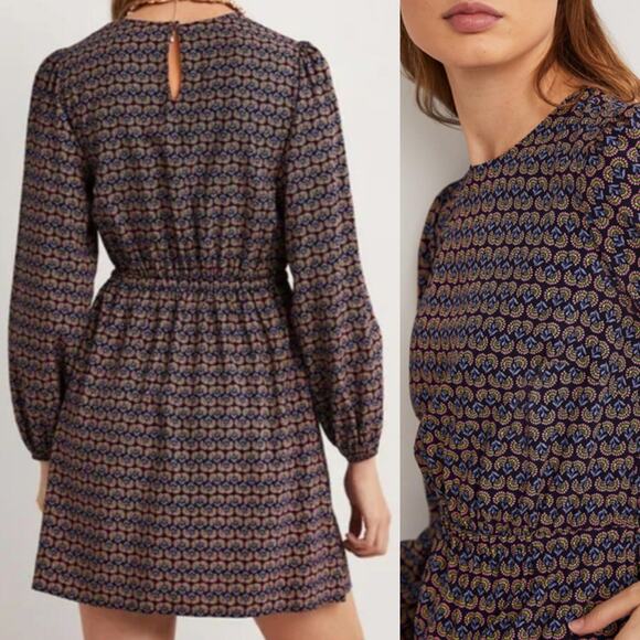 Boden Crew Neck Navy Dandelion Pop Mini Dress - Picture 2 of 12